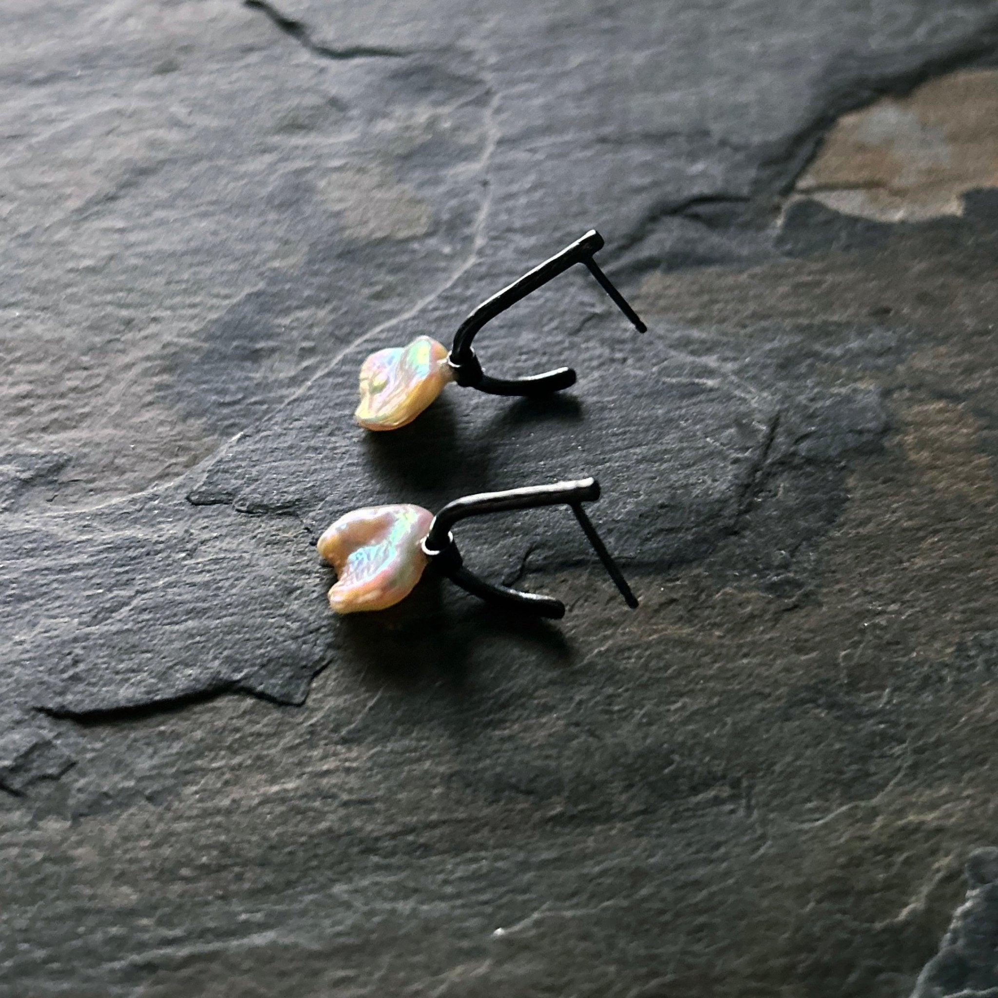 Selkie Earring with heishi pearl - Three Flames Silverworks