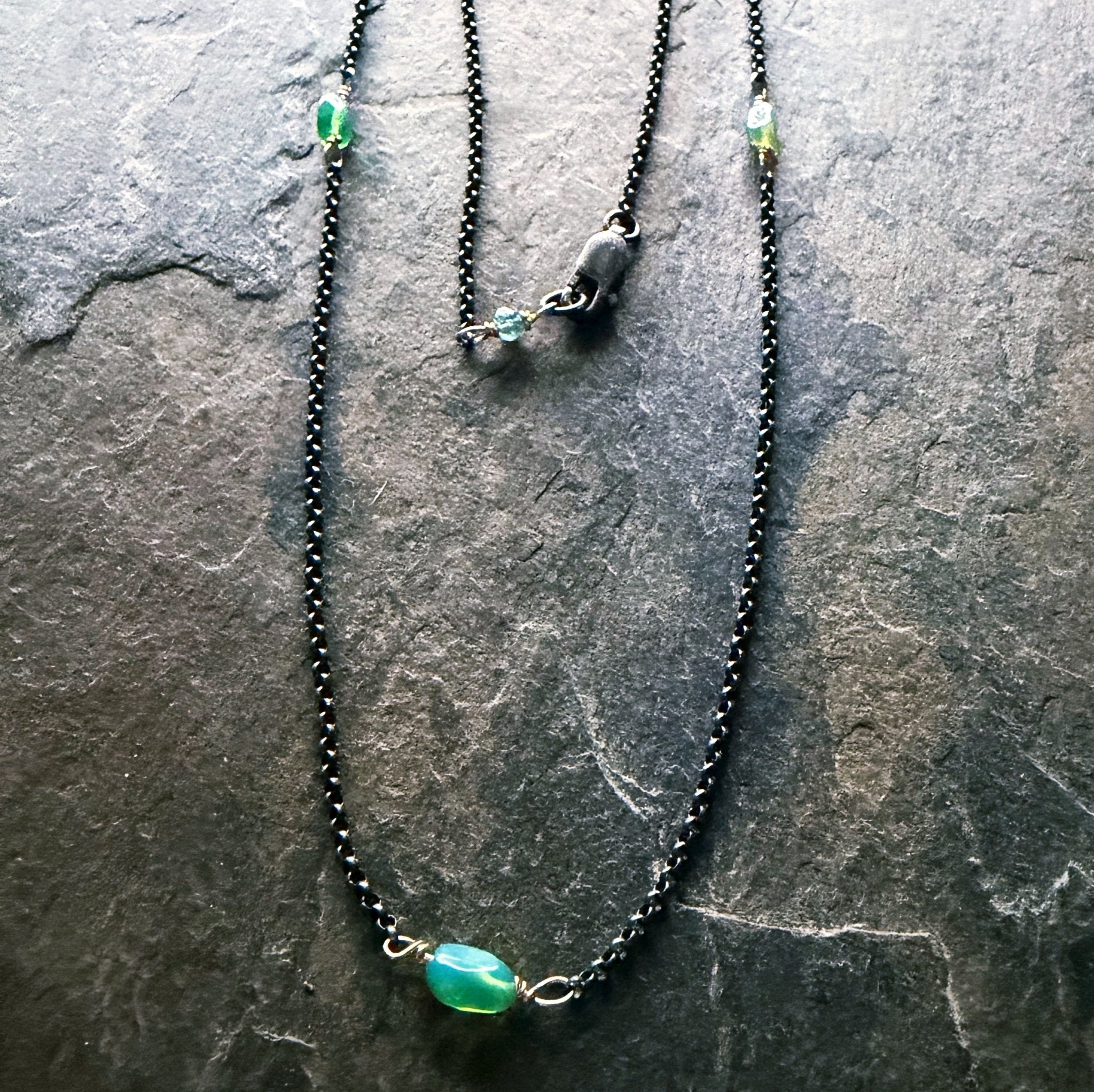 Station Chain with Opal - Three Flames Silverworks