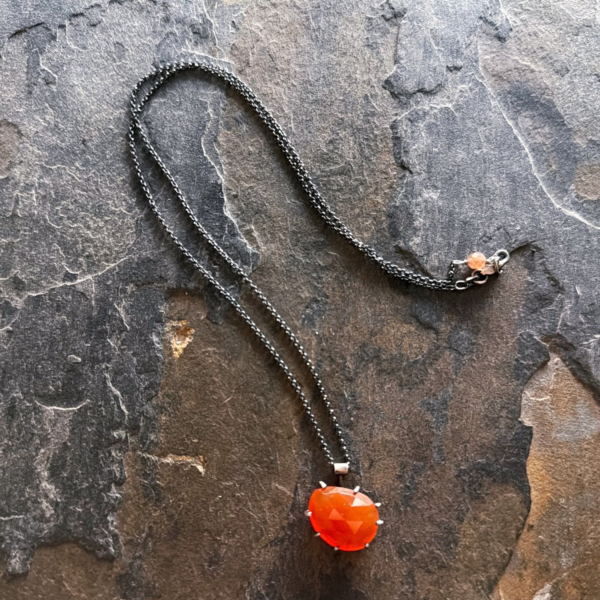 Theia Gemstone Necklace: Carnelian - Three Flames Silverworks