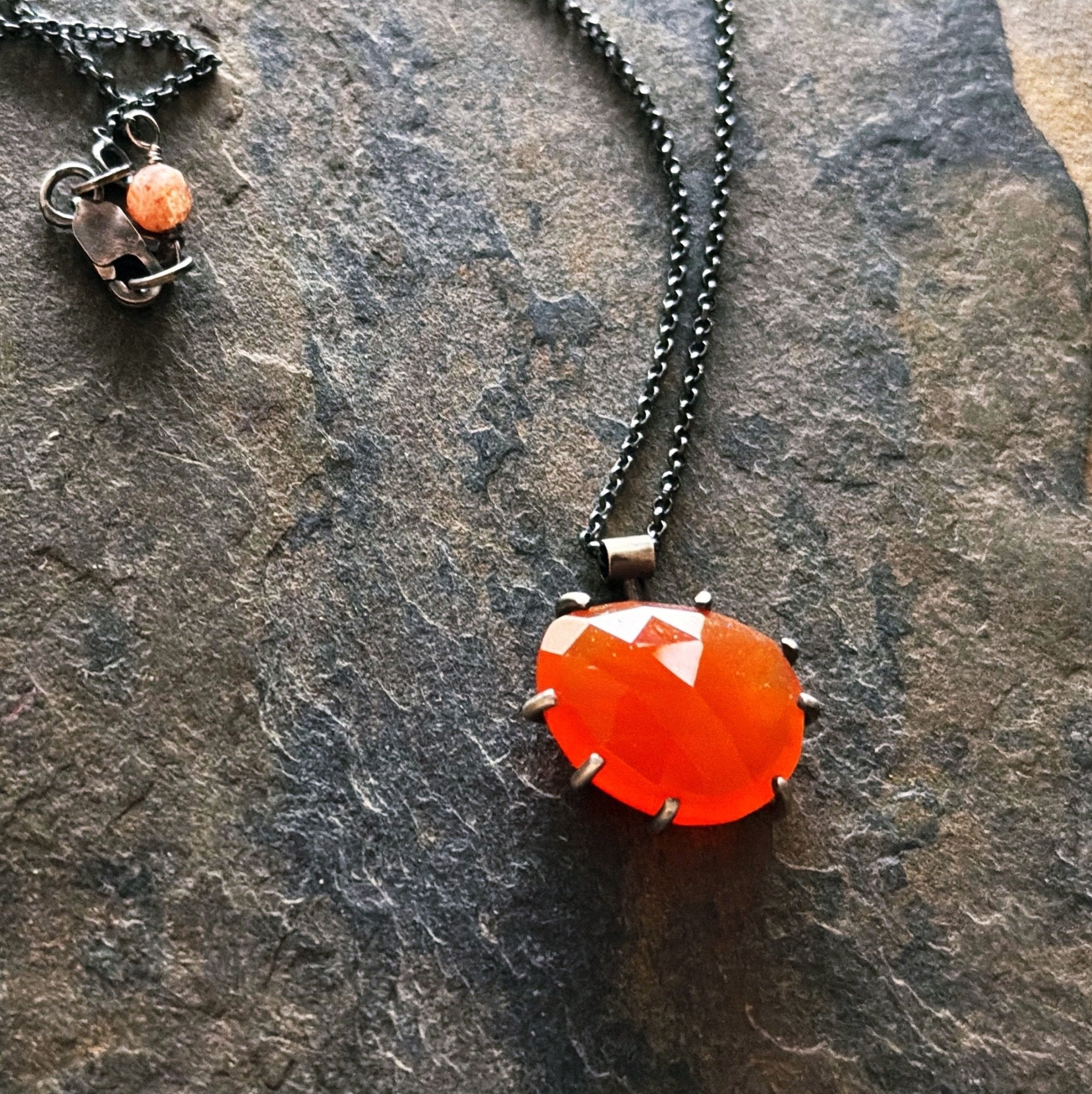 Theia Gemstone Necklace: Carnelian - Three Flames Silverworks