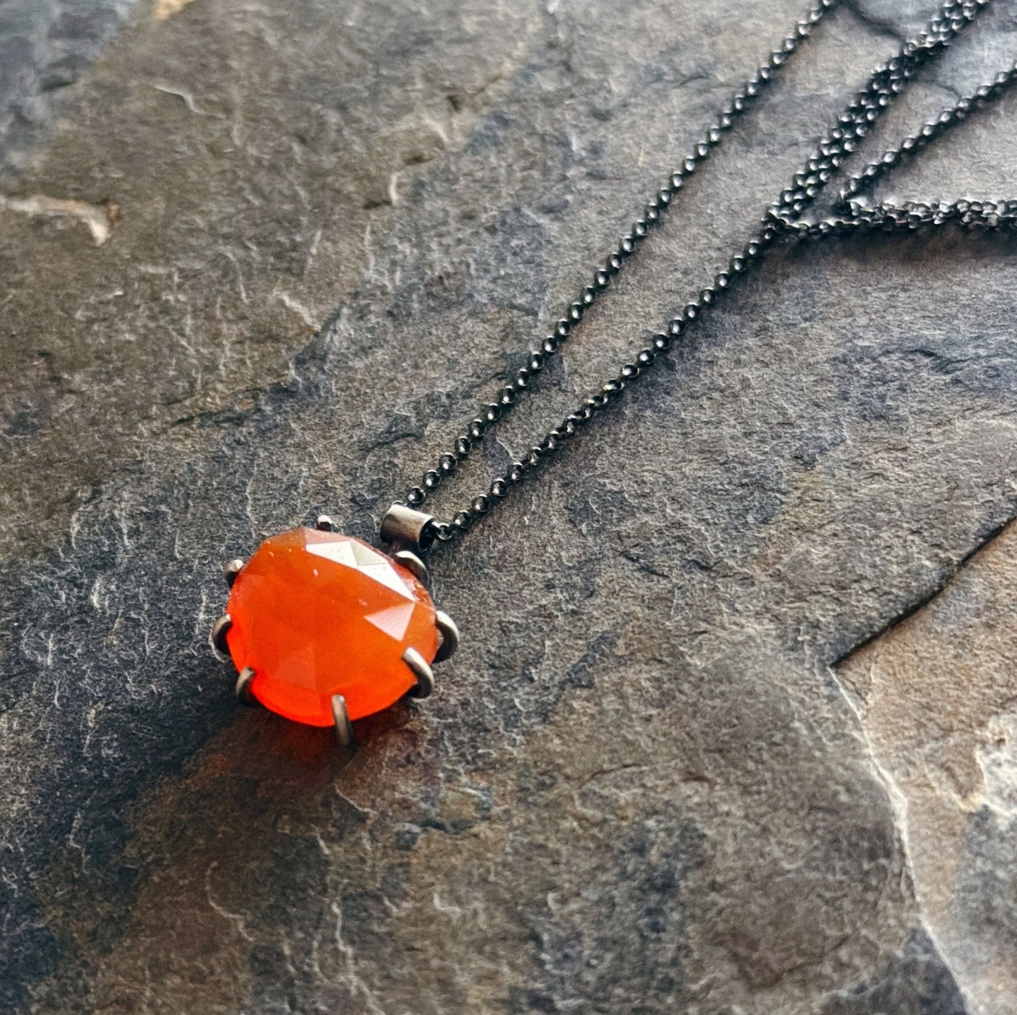 Theia Gemstone Necklace: Carnelian - Three Flames Silverworks