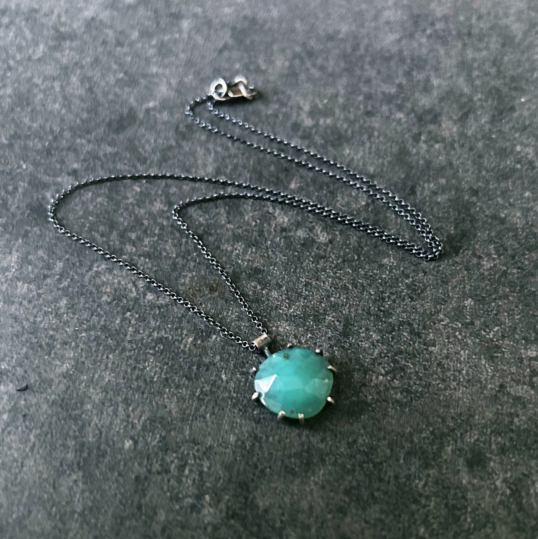 Theia Gemstone Necklace: Chrysoprase - Three Flames Silverworks