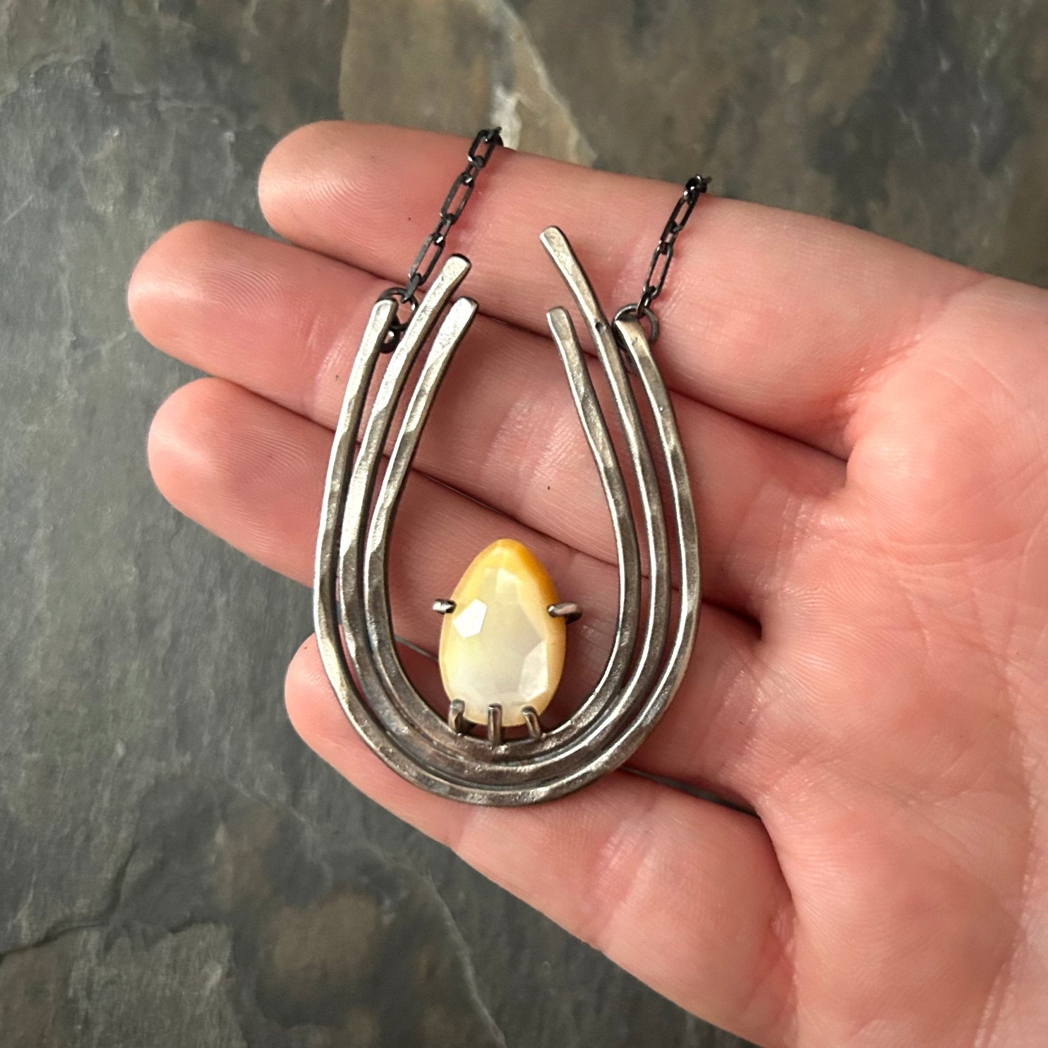 Valkyrie Pendant: Mother of Pearl - Three Flames Silverworks