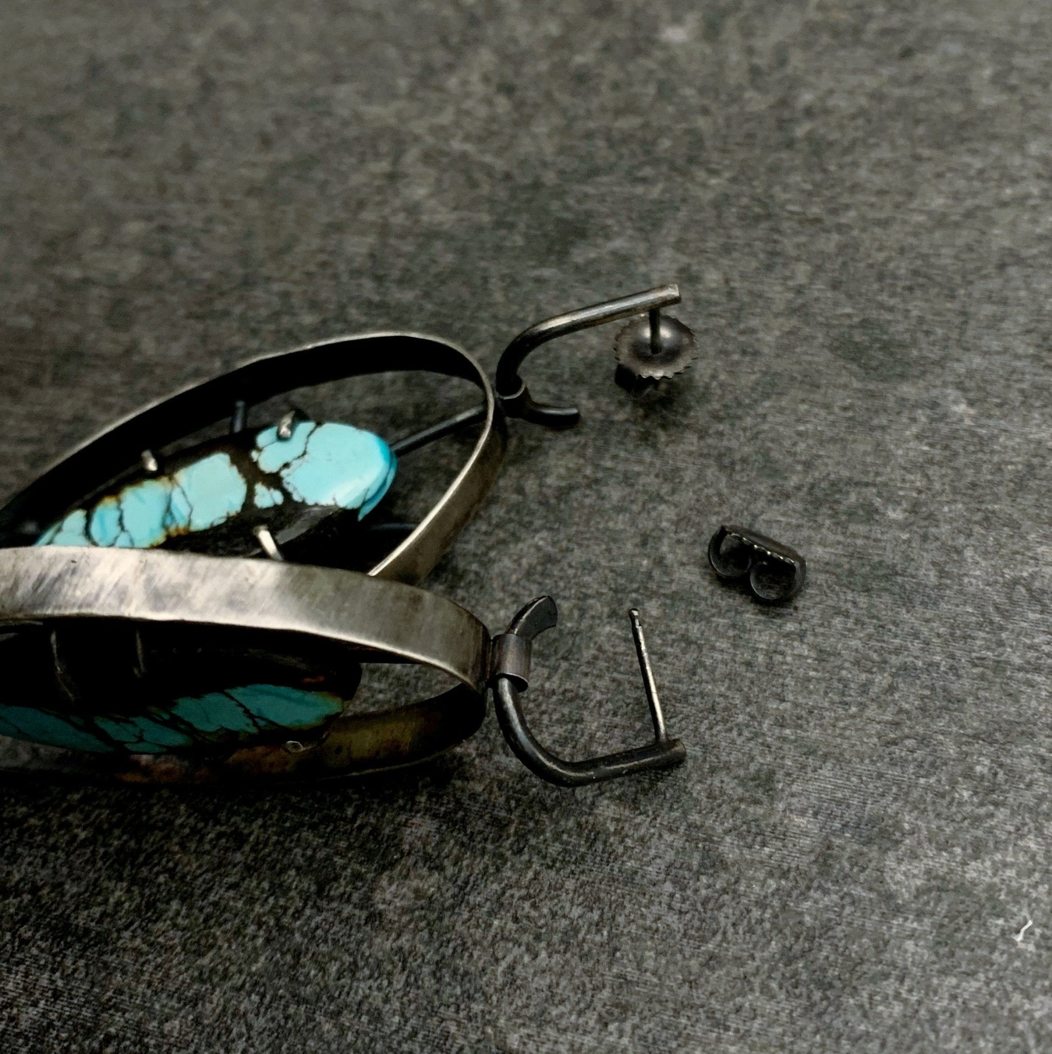 Wayfinder Earrings no. 2 - Bao Canyon Turquoise - Three Flames Silverworks