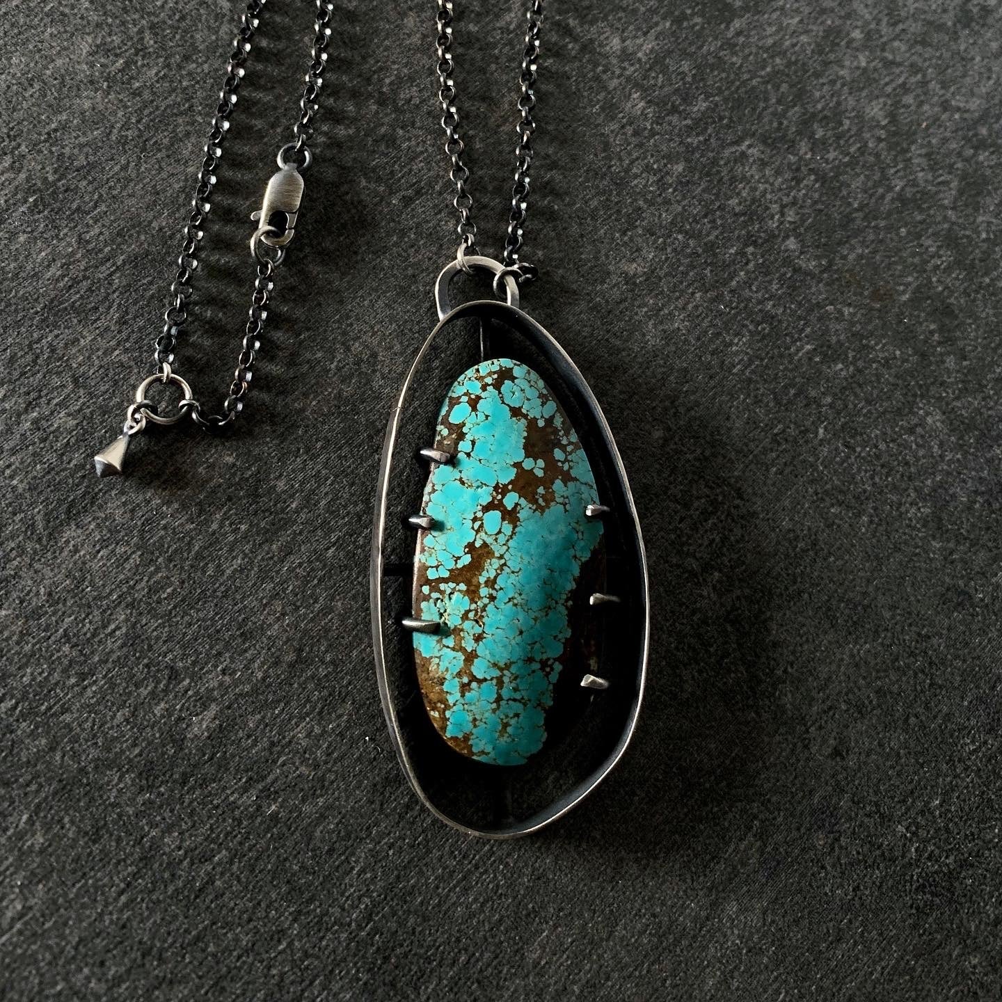 Wayfinder Necklace no. 2 - Number 8 Turquoise - Three Flames Silverworks