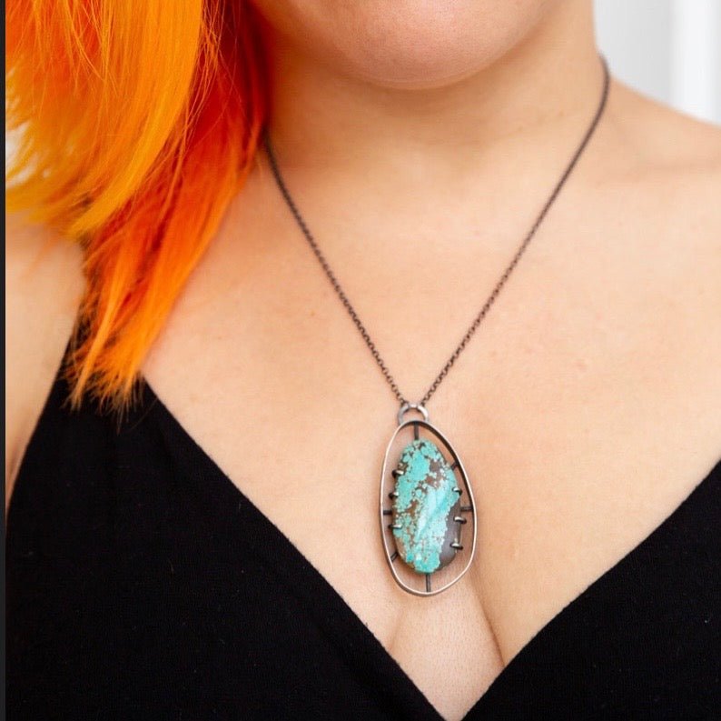 Wayfinder Necklace no. 2 - Number 8 Turquoise - Three Flames Silverworks