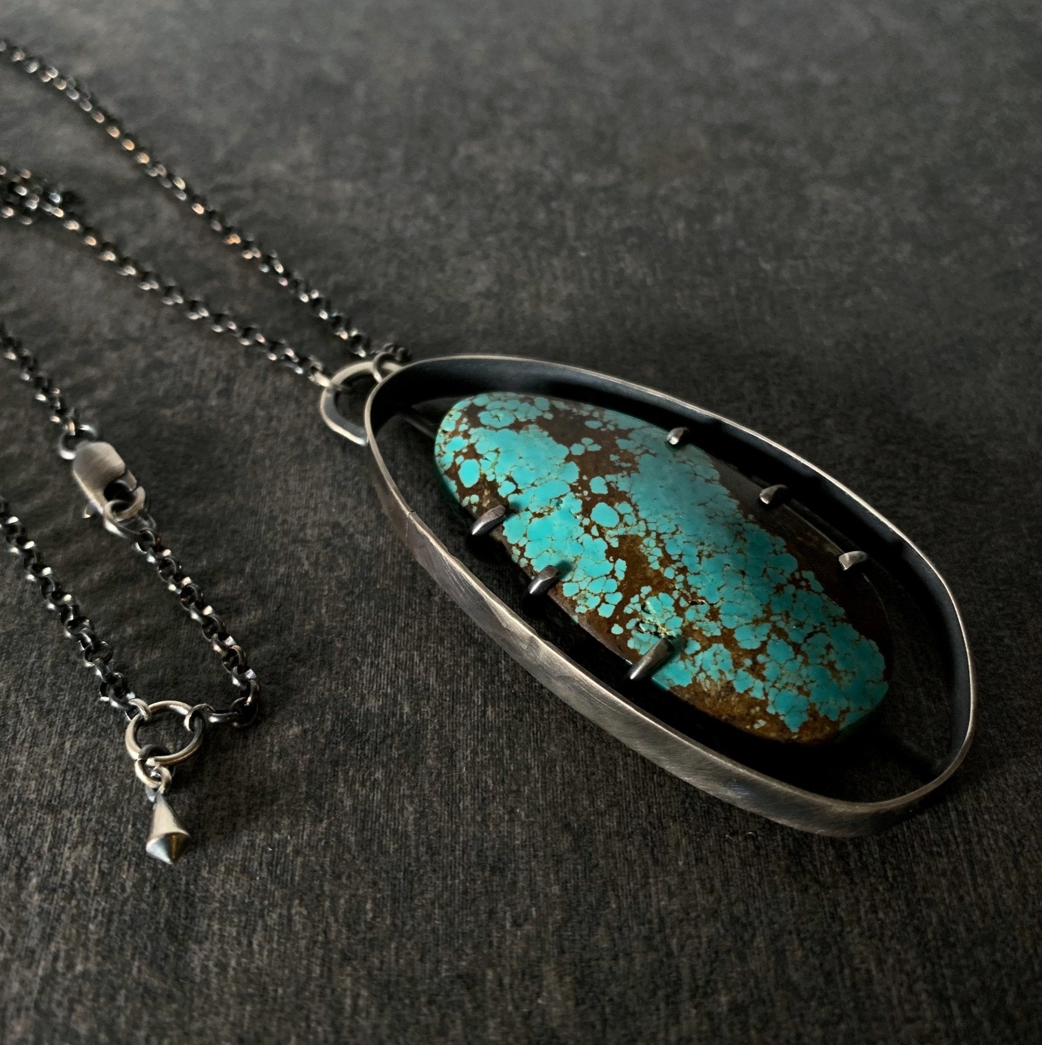 Wayfinder Necklace no. 2 - Number 8 Turquoise - Three Flames Silverworks