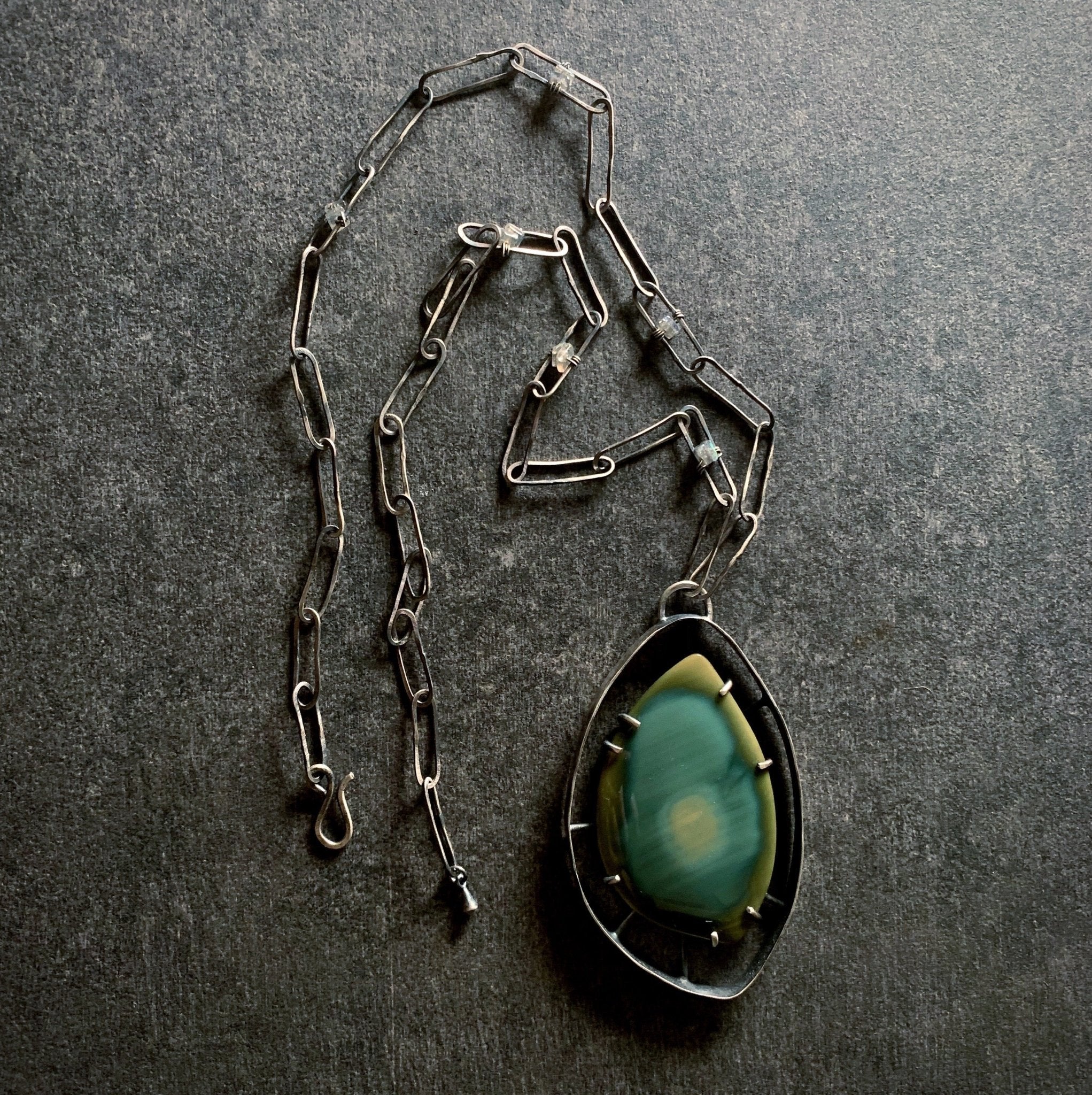 Wayfinder Necklace no. 3 - Royal Imperial Jasper - Three Flames Silverworks