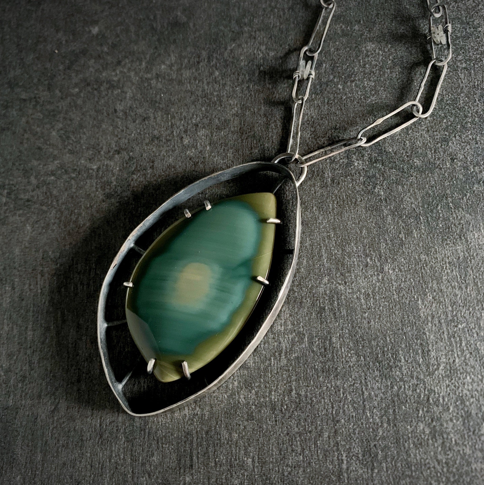 Wayfinder Necklace no. 3 - Royal Imperial Jasper - Three Flames Silverworks