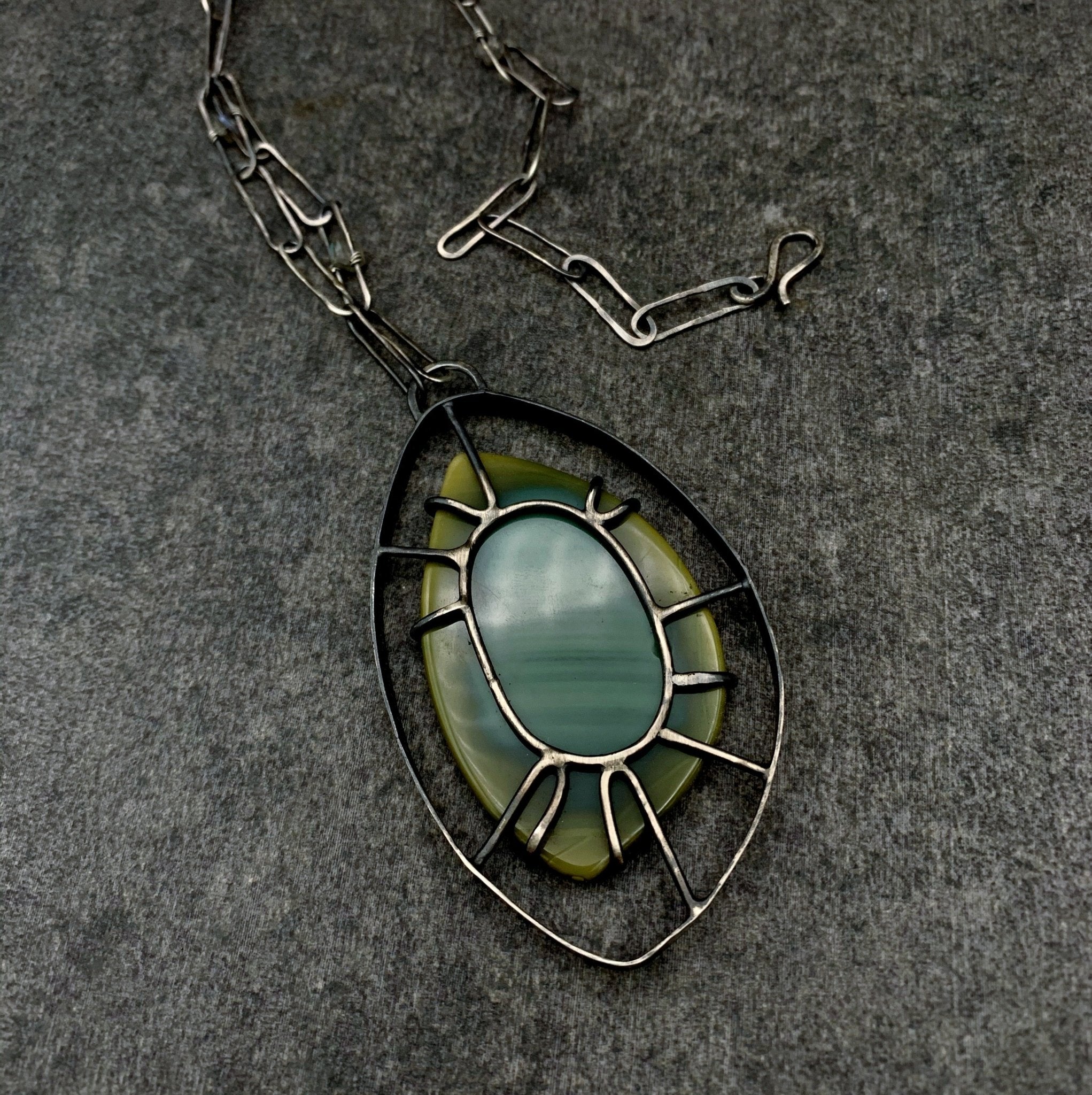 Wayfinder Necklace no. 3 - Royal Imperial Jasper - Three Flames Silverworks