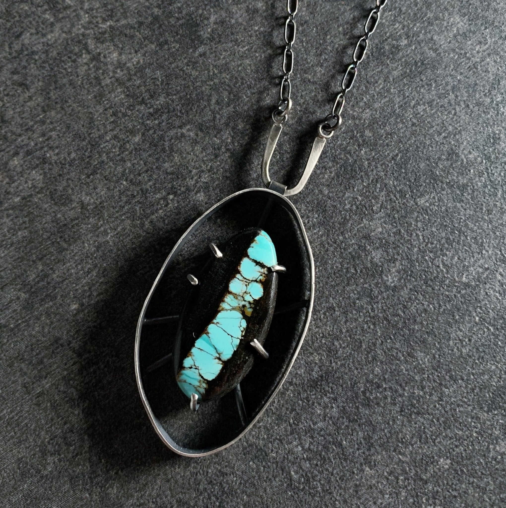 Wayfinder Necklace no. 5 - Bao Canyon Turquoise - Three Flames Silverworks