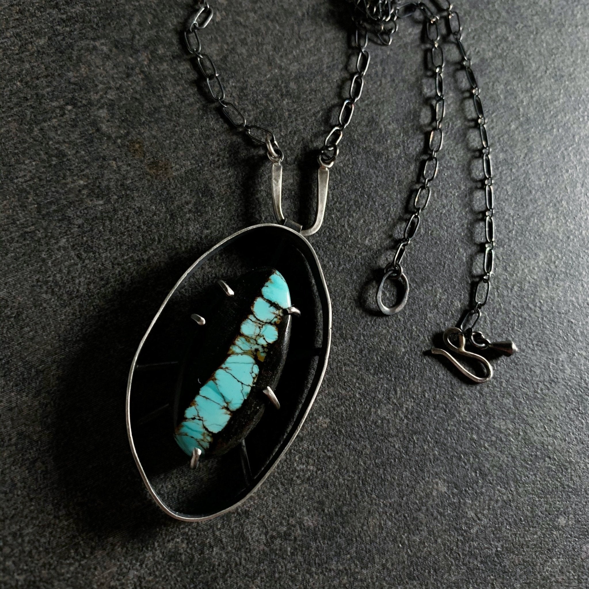 Wayfinder Necklace no. 5 - Bao Canyon Turquoise - Three Flames Silverworks