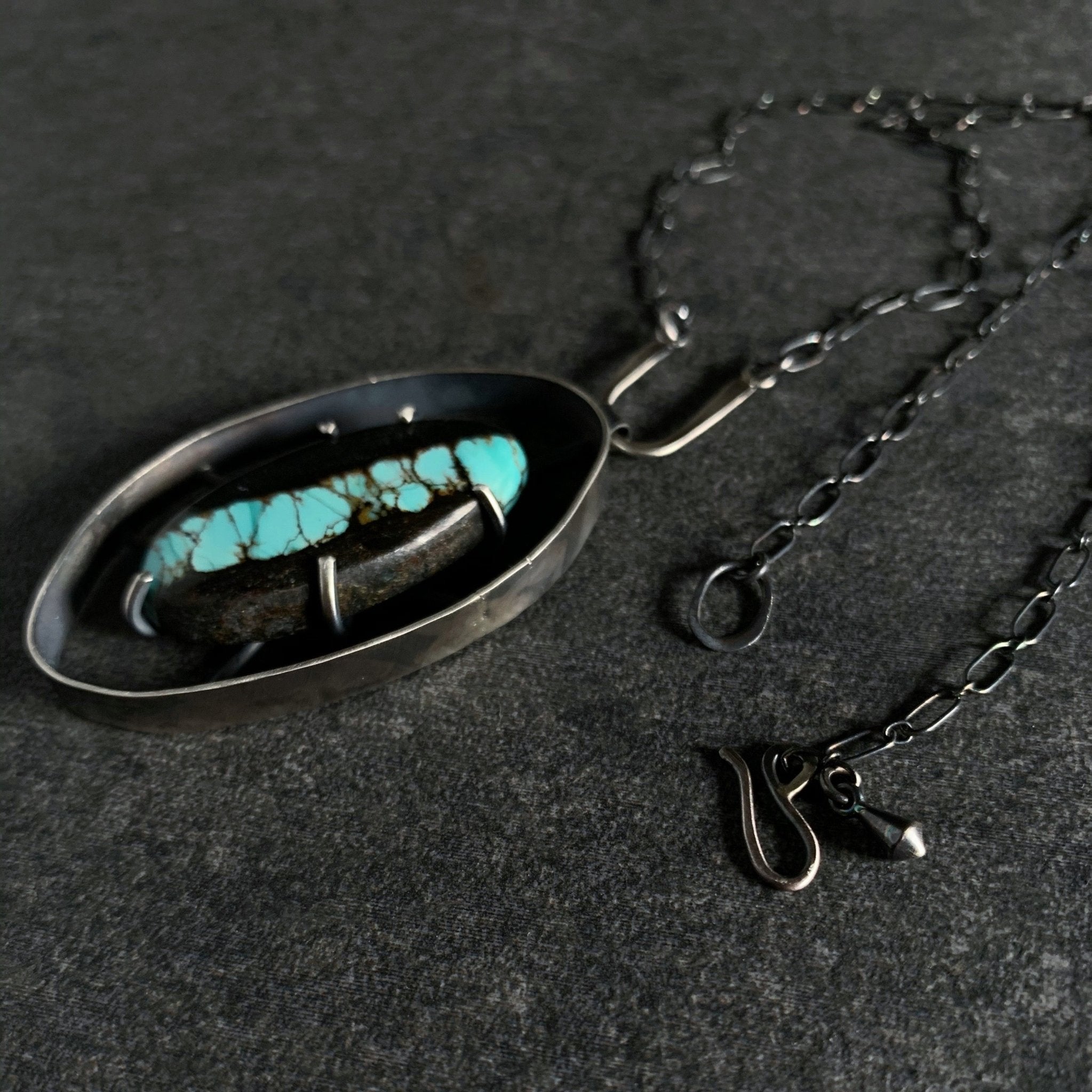 Wayfinder Necklace no. 5 - Bao Canyon Turquoise - Three Flames Silverworks