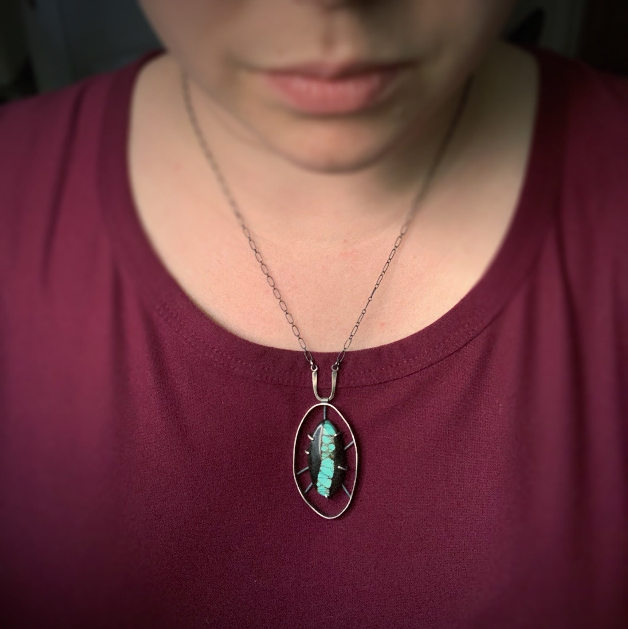 Wayfinder Necklace no. 5 - Bao Canyon Turquoise - Three Flames Silverworks