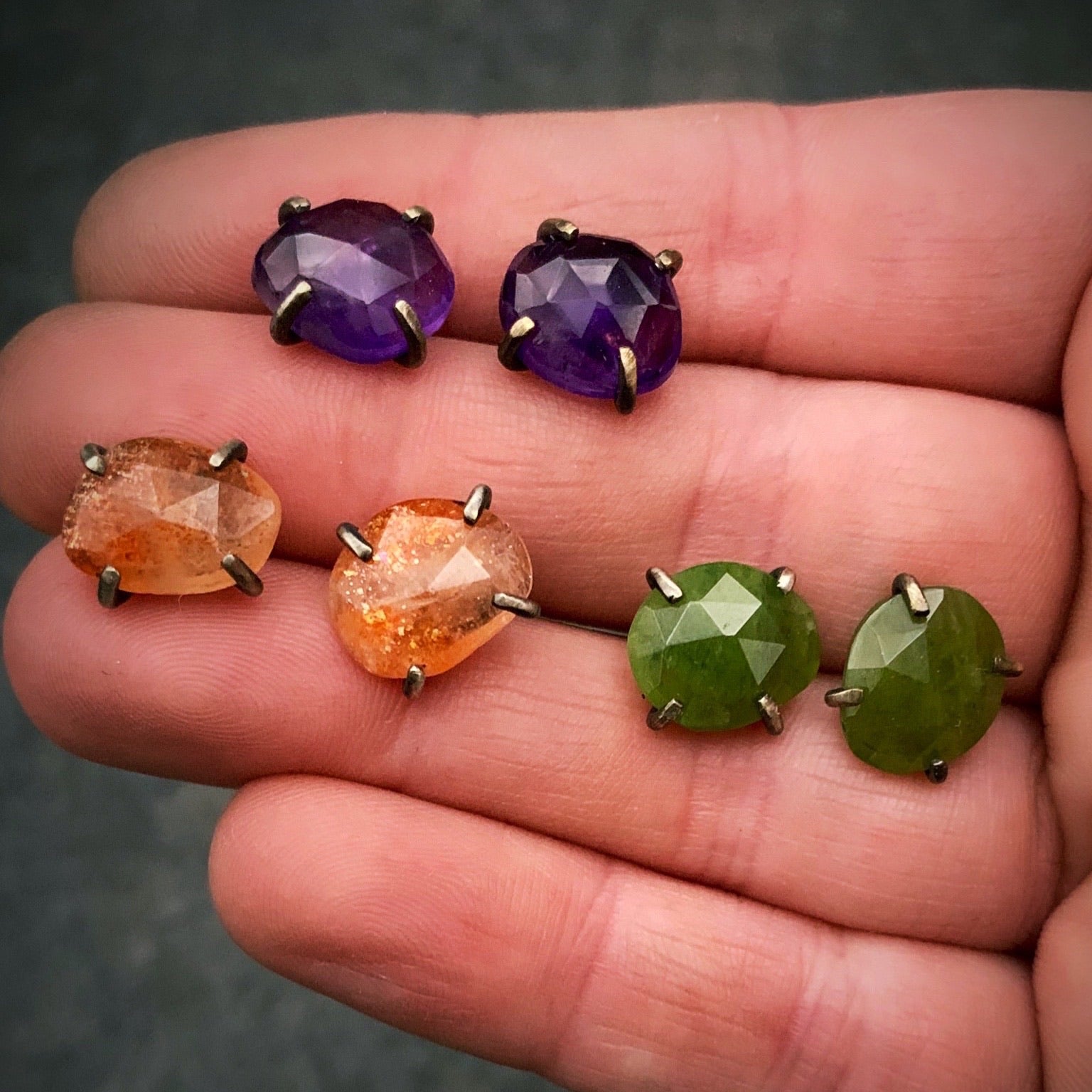 Celeste Gemstone Studs: Amethyst