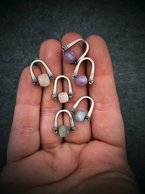Arc Earrings with Rose Quartz