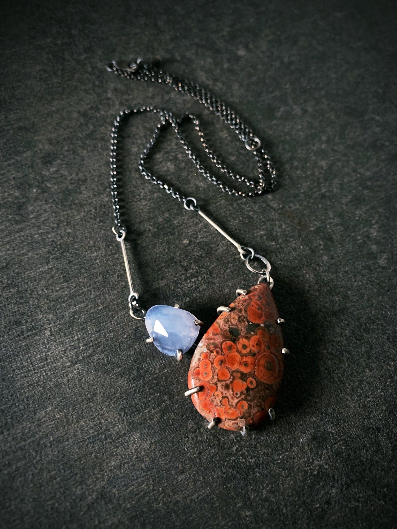 Poppy Jasper and Chalcedony Pendant