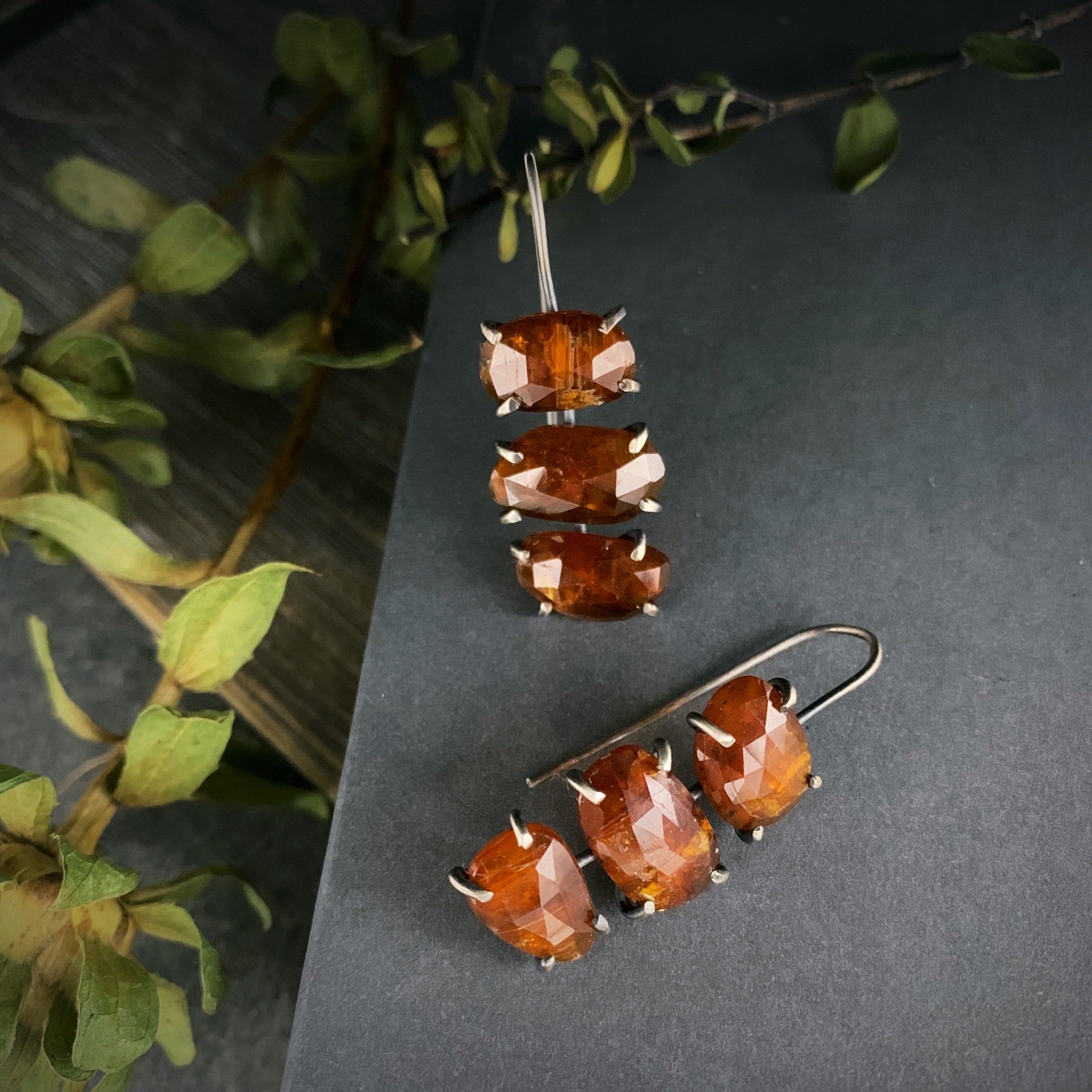 Theia Earring: Triple Orange Kyanite