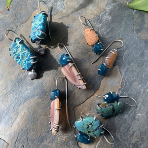 Theia Earrings: Agate and Apatite