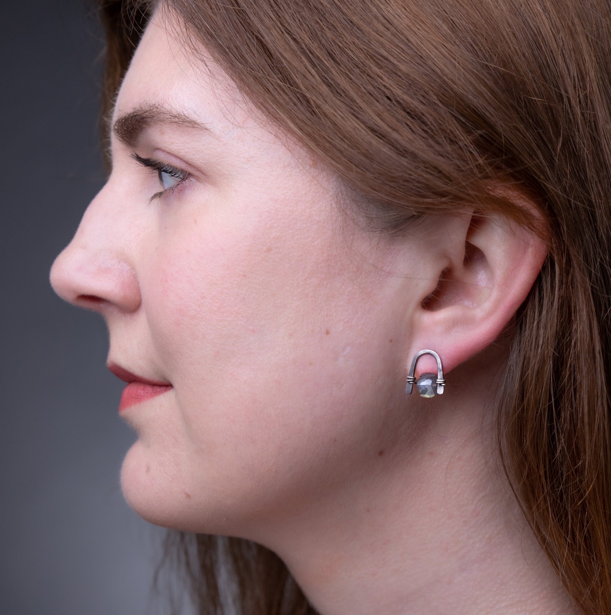 Arc Earrings with Prehnite