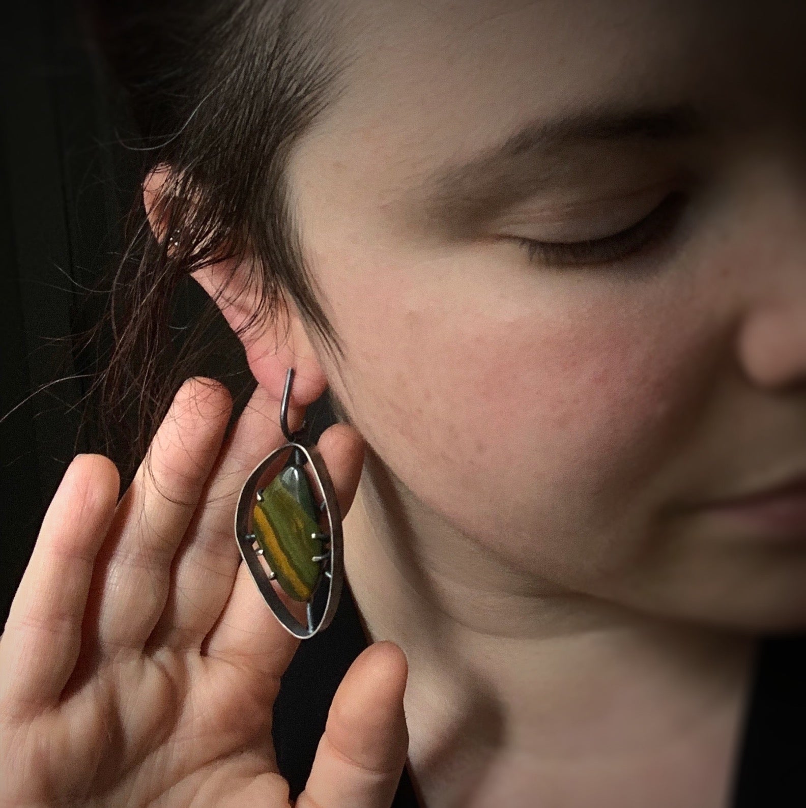 Wayfinder Earrings no. 3 - Ocean Jasper - Three Flames Silverworks